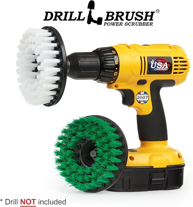 Drill Brush - Kitchen Tools - Grout Cleaner - Large Spin Brush Kit - Clean Stove, Oven Rack, Sink, Tile, Counter, Cabinets, Floors - Glass Cleaner - Upholstery, Leather, Fabric, Vinyl - Carpet Cleaner