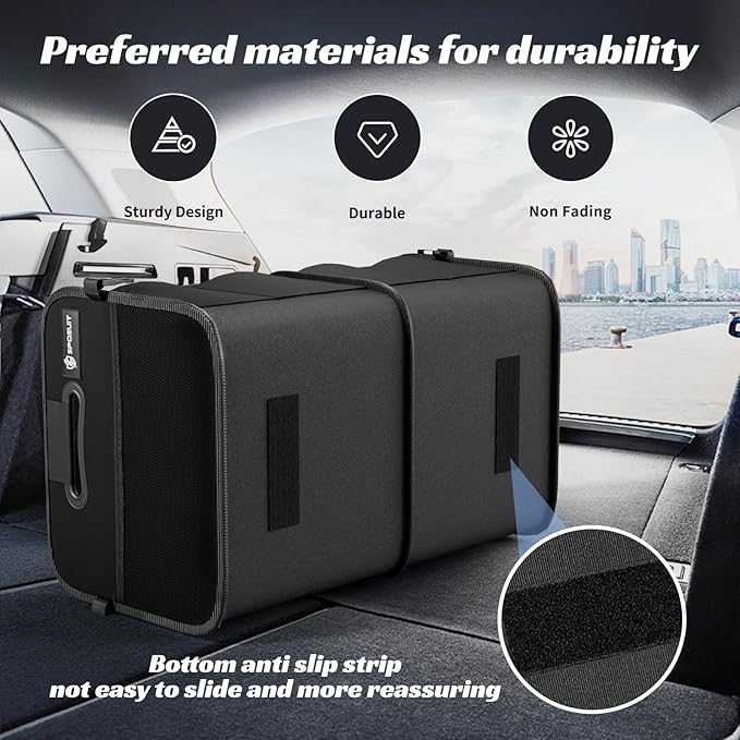 Sposuit Trunk Organizer for Car - 70L Collapsible Car Storage with 11 Pockets & Reinforced Handles, SUV Trunk Organizers for Grocery Cargo(Black, 2 Pack)