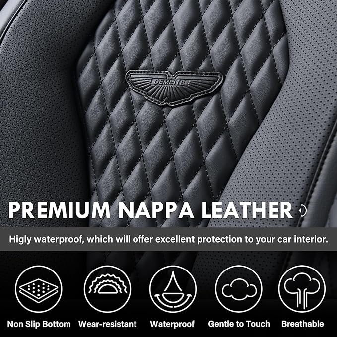 Coverado Car Seat Covers Front Pair, Black Seat Covers, Automotive Car Seat Cover, Car Seat Cushion, Car Seat Covers 2 Pack, Car Seat Protector Universal Fit Most Cars