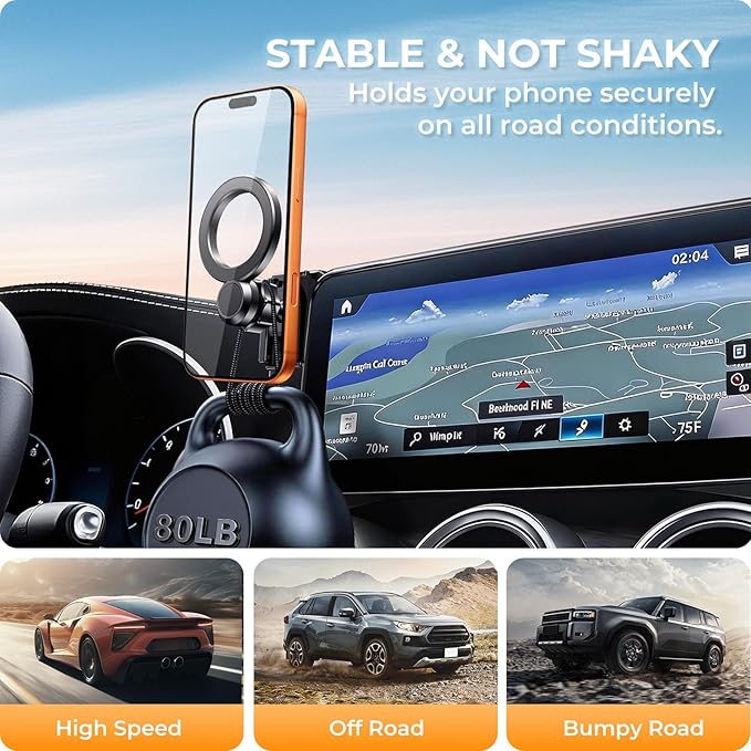 Car Phone Holder for Mercedes Benz GLE-Class/GLS-Class 2020-2026 (Only for 12.3-Inch Screen) 360° Rotation Magnetic Cell Phone Mount, Compatible with Magsafe, Does Not Affect Air Vent