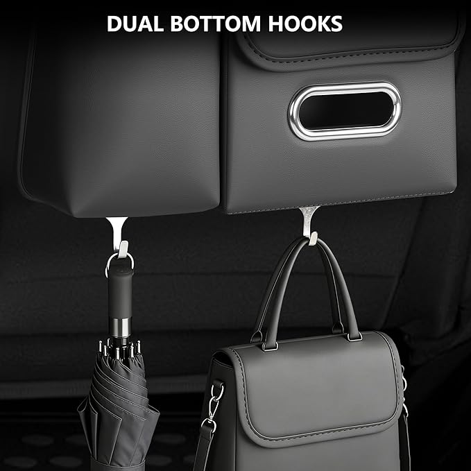 Car Organizer Back Seat, Car Water Cup travel tissue holder Organization Universal car seat back storage sedan SUV compatible vehicle interior accessories Hand-sewn car leather storage bag 1pc