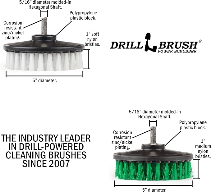 Drill Brush - Kitchen Tools - Grout Cleaner - Large Spin Brush Kit - Clean Stove, Oven Rack, Sink, Tile, Counter, Cabinets, Floors - Glass Cleaner - Upholstery, Leather, Fabric, Vinyl - Carpet Cleaner