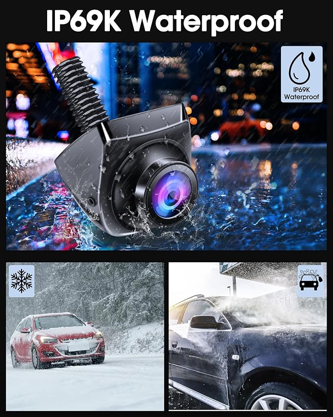 【360°Rotatable】 AHD 1080P Backup Camera for Car Super Night Vision 170° Wide Angle Reverse Camera IP69 Waterproof Back Up Camera for Cars Front Rear View Camera w Parking Assist