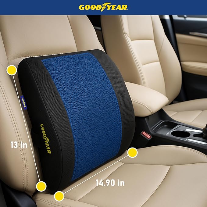 Goodyear Lumbar Support Pillow for Office Chair and Car Seat - Memory Foam Lumbar Pillow & Back Brace Support Posture Corrector, Lower Back Pain Relief