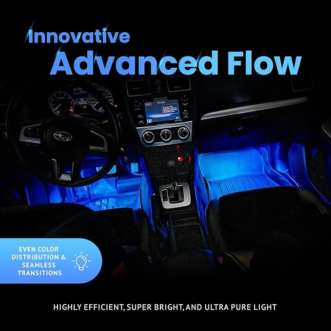 Alpena - FloGlo Interior Bluetooth LED Strip Lights for Cars, Flowing Ambient Lighting Car Interior Stips, Multi-Colored Car Interior Lights, Comes with Downloadable App for Custom Presets, 48 inches