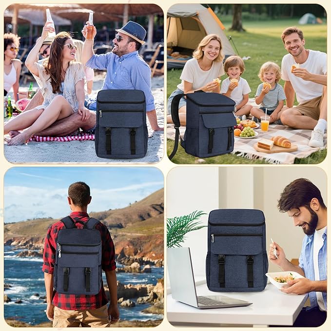 Cooler Backpack Soft Insulated Leak Proof 50 Cans Insulated Backpack Cooler Portable Picnic Camping Beach Hiking BBQ Lunch Backpack for Men and Women - Blue