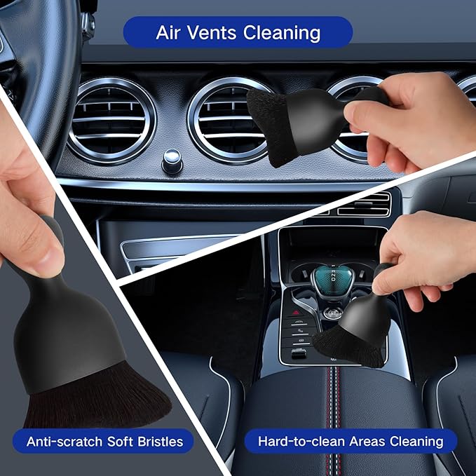 Qydipclin 10pcs Windshield Cleaner Tool, Car Window Cleaning Wash Kit with 4 Reusable Microfiber Pads 1 Spray Bottle and Extendable Handle Auto Glass Wiper Kit, Blue&Green