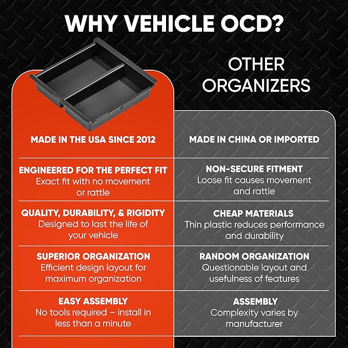 Vehicle OCD - Center Console Organizer Tray for Toyota Tacoma (2016-2023) - Made in USA - SLX126