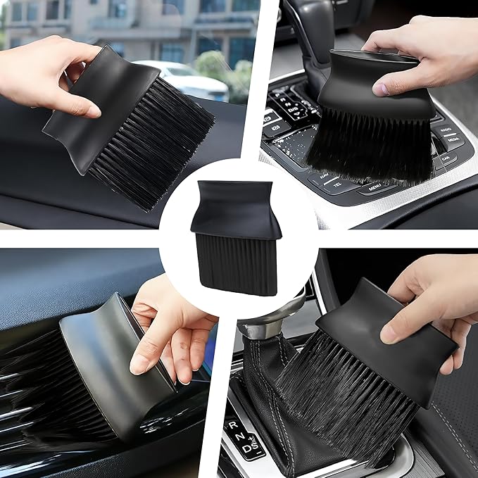 Car Interior Brush, Automotive Interior Dusting Brush, Car Accessories Interior Cleaning Brush,Detailing Brush Dusting for Car Interior, Dashboard, Air Conditioner Vents, Leather, Computer (Black)