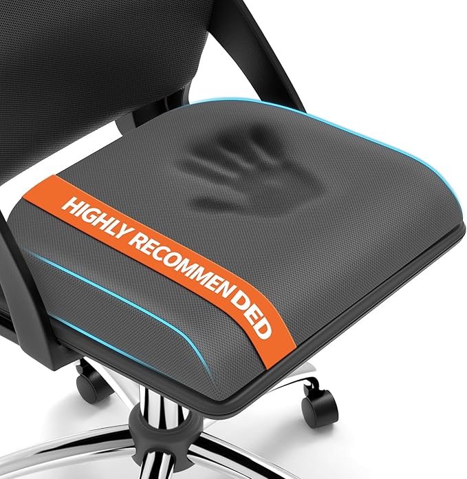 XLarge Seat Cushion, Soft Foam Cushion for Long Sitting Hours on Office Chair, Home & Car, Non-Slip Chair Pad for Relieving Back & Sciatica & Hip & Coccyx Pain (Grey)