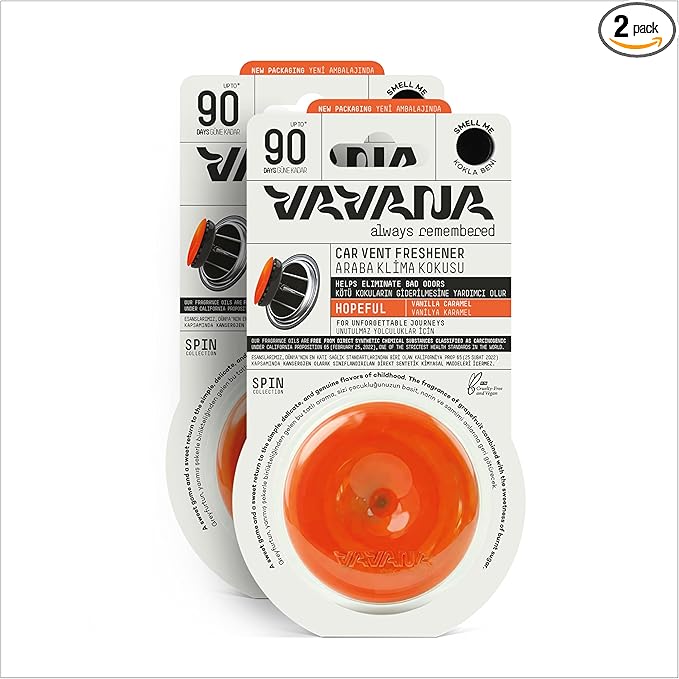 Vavana Spin Car Air Conditioner Freshener Professional Car Freshener BPA & Liquid Free 90 Days Effective Set of 2 (Hopeful)