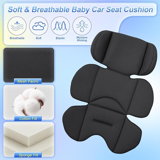 Infant Car Seat Insert for Doona, Ultra-Thick Baby Car Seat Head Support, Breathable Mesh Baby Car Seat Cushion with Natural Filled Sponge, Universal Carseat Head Support for Preemie to Toddler