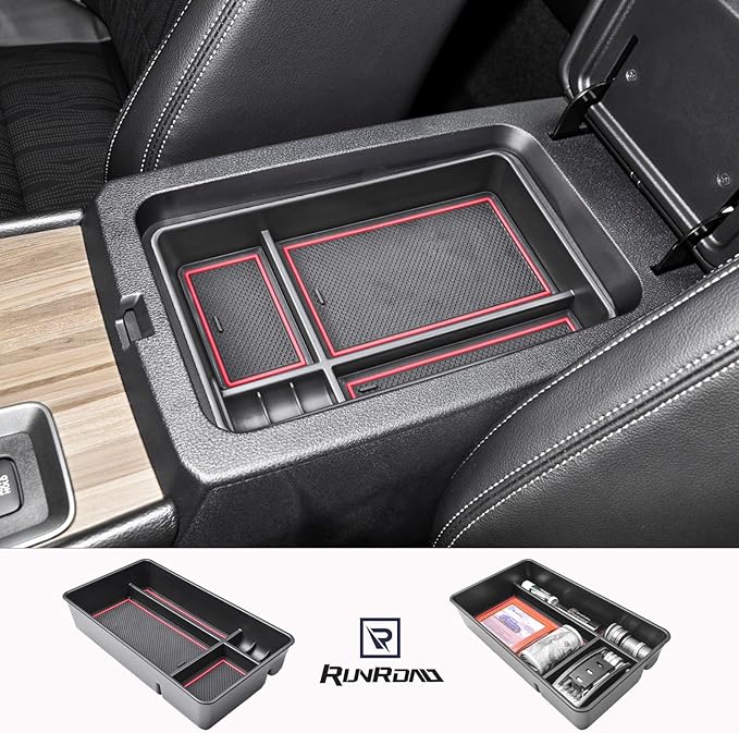 RUNROAD Center Console Organizer Tray Compatible with Nissan Altima 2019 2020 2021 2022 2023 2024 2025 Accessories, Insert Armrest Tray Secondary Storage Box Coin Holder Console Dividers, Red