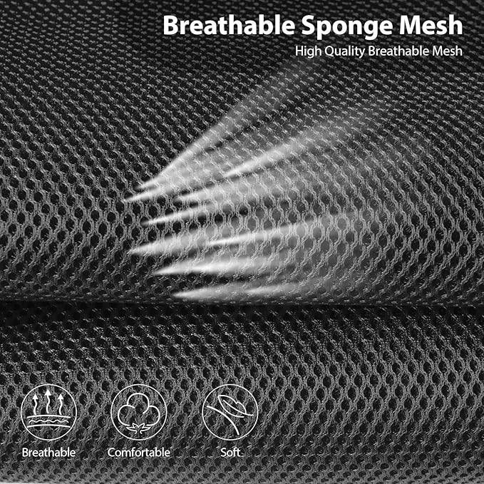 CAR PASS Breatherable Air Mesh Car Seat Covers Full Set, 3D Foam Back Support Automotive Seat Covers, All Season Car Seat Cover Fit Automotive,SUV,Sedan,Van, Airbag Compatible (Black)