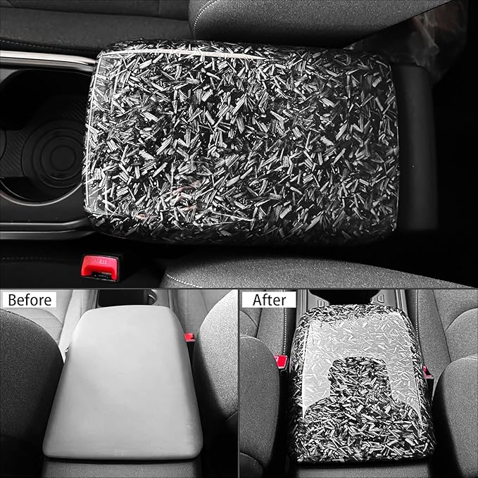 ABS Car Central Console Armrest Cover Armrest Cushion Cover Center Console Box Pad Compatible with Kia K4 2025 2026 Accessories (Forged Black Style)
