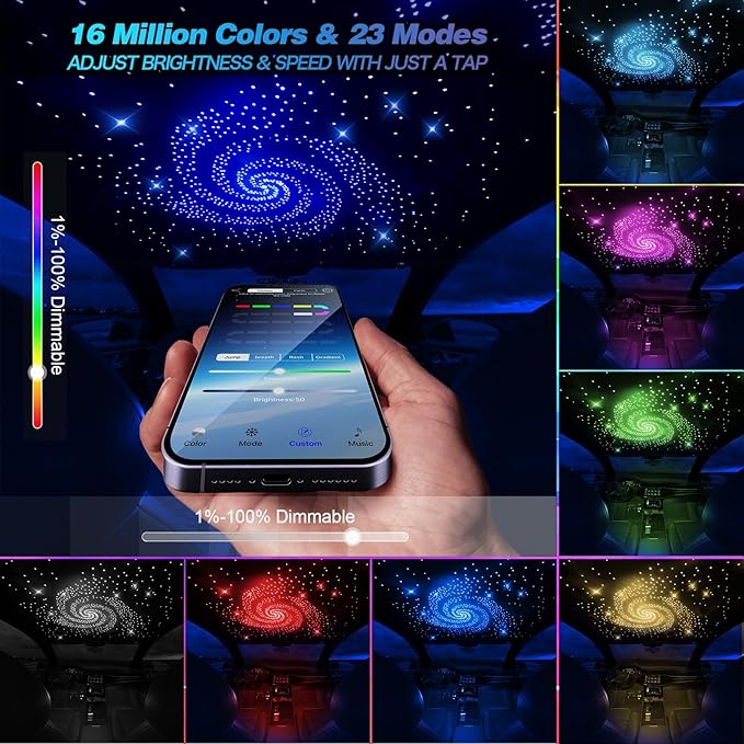 VASTFIRE Starlight Headliner Kit, 16W Star Headliner kit Music/Voice Activated Star Lights for Car, Bed Room, RVs, Home Theaters | Bluetooth + Remote Control