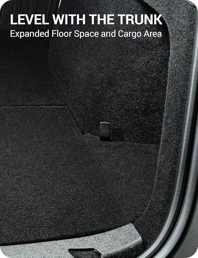 BASENOR 2025 2026 Tesla Model Y Trunk Storage Bins, (Proprietary Design) Trunk Organizer with Carpeted Lid, Rear Trunk Side Storage Box for 5-Seats Model Y Juniper Interior Accessories