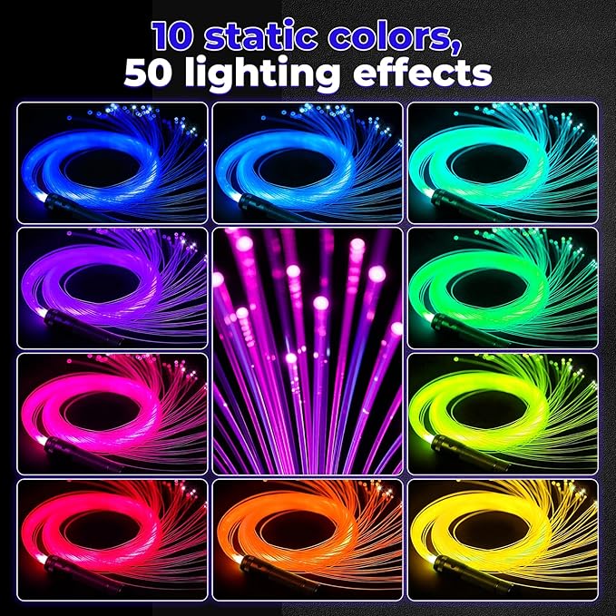 LED Whip Lights, Fiber Optic Whip for Dancing, with 40 Color Effect Mode and 360°Swivel, Rechargeable Rave Light for Parties, Rave Party, Carnival Activities