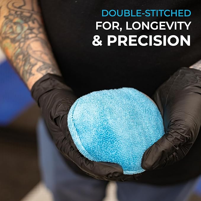 The Rag Company - Ultra No Soak Round Detailing Applicator - 70/30 Pearl Weave Microfiber for Applying Coatings, Dressings, Waxes, Sealants to Glass, Paint, Rubber, Leather, Plastic - 5 inch (5 Pack)