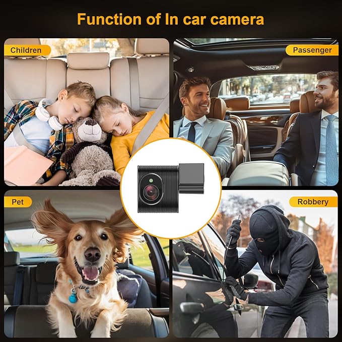 3 Channel Mirror Dash Cam with Front 4K, in-Cabin & Rear 1080P Cameras, Enhanced Night Vision, G-Sensor & Parking Monitor, 64GB Card Included, Triple Rear View Mirror Camera for Cars & Trucks