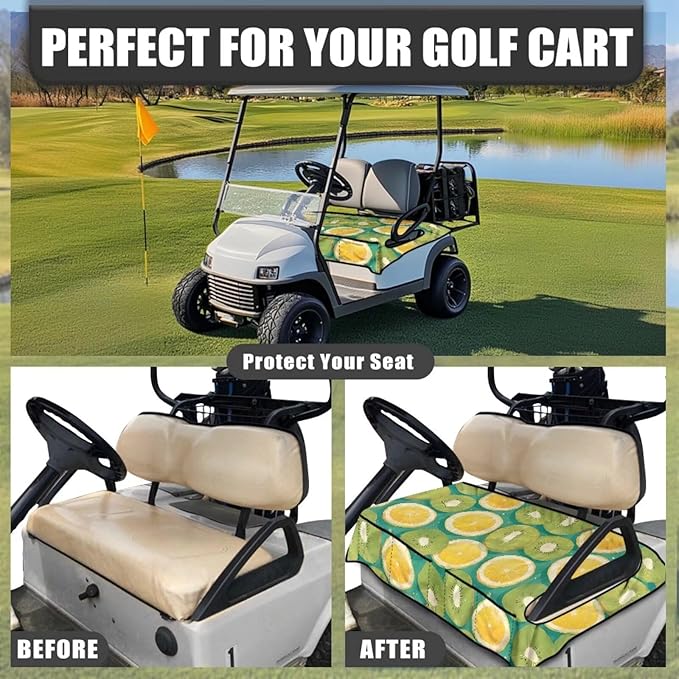 Biyejit Golf Cart Seat Covers with 4 Pockets Golf Cart Seat Towel Blanket Fits 2-Seat Golf Carts, Golf Cart Accessories
