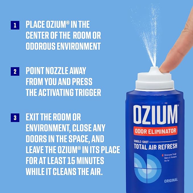 Ozium Air Freshener, Anywhere Odor Eliminator ™, 2oz Single Shot Total Air Refresh & Car Air Freshener - Wild Cherry - 4 Pack