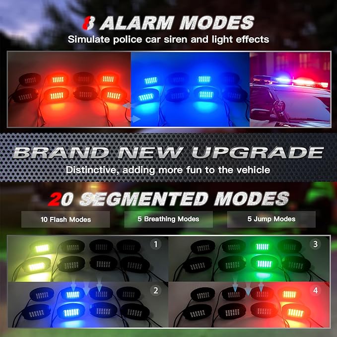 20Pods Heavy Duty Aluminum RGB LED Rock Lights for Trucks Pickup Dually Truck Off-Road with APP/RF Remote, Segmented IP67 Waterproof Multicolor Underglow Accent Light 12V Plug and Play&Pre Wired