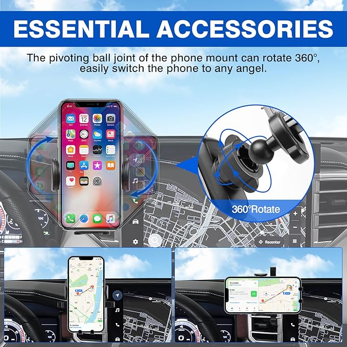 Autorder Phone Holder for Toyota Tundra 2022-2025 2026/Sequoia 2023-2025 2026 Accessories Center Console Dashboard Organizer with Gopro Mount and Card Slot 360° Rotation Phone Mount Stand