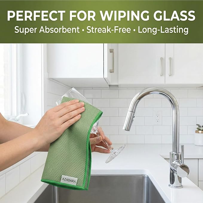 2-in-1 Scrub & Wipe Microfiber Cleaning Cloths – Non-Scratch Scrubbing Side + Soft Absorbent Side – Reusable Dual-Sided Cleaning Towels (6 Pack)