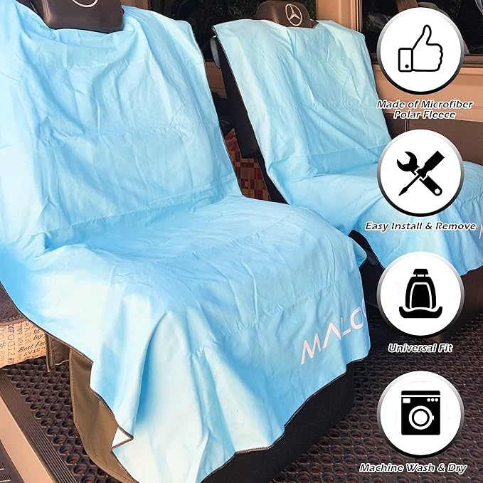 Malo’o SeatGuard Car Seat Cover Towel, Universal Seat Protector Towel for Trucks and Cars, Heavy Duty Seat Cover for Sports Gear, Dogs and Wet Clothing, Blue