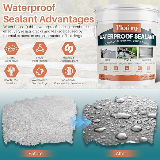 Transparent Waterproof Coating Agent, 5 Gallon, Invisible Waterproof Sealant Leak Repair, Indoor & Outdoor Roof, Shower, Wall, Kitchen, Skylight, Clear Water Proof Sealant