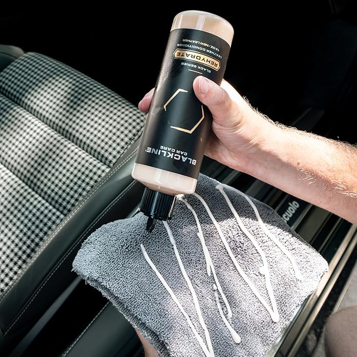 Blackline Leather Cleaner and Conditioner Care Kit - 2 (16 Fl Oz) Bottles - Effectively Cleans And Conditions Leather Car Interiors, Bags, Furniture, Appparel And More