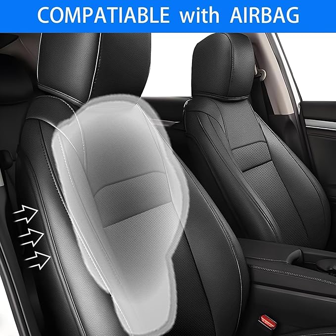 AOMSAZTO Custom Fit Seat Covers for Honda Civic Hatchback 2022 2023 2024 Sport/LX &Hatchback Hybrid Sport 2025 Full Set Faux Leather Seat Covers Black