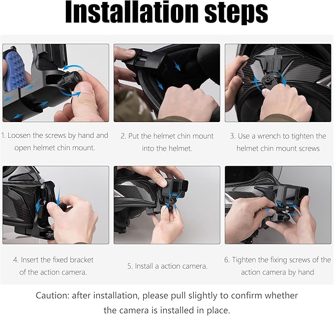 Action Camera Chin Mount for Motorcycle and Dirt Bike Helmet – 360° Rotating POV Bracket with Quick Release Base, Compatible with GoPro Hero 13–5, DJI Action 3/4/5, Insta360 X3, and More