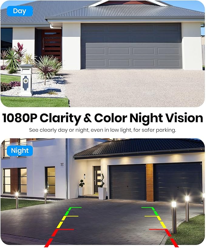 AUTO-VOX 2 Wireless Backup Camera: 7.2" USB-Powered Dual Split-Screen 1080P HD Monitor with DVR Recording, Front and Rear Coverage, Stable Signal, Back Up Camera for Pickup, Trailer, SUV