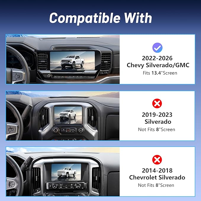 Phone Holder for Chevy Silverado 1500/2500/3500 (2022-2025 2026,13.4" Screen)/GMC Sierra,MagSafe Car Mount,15W Magnetic Wireless Charger,360° Rotating,Hands Free,Car Accessories Interior,2023 2024