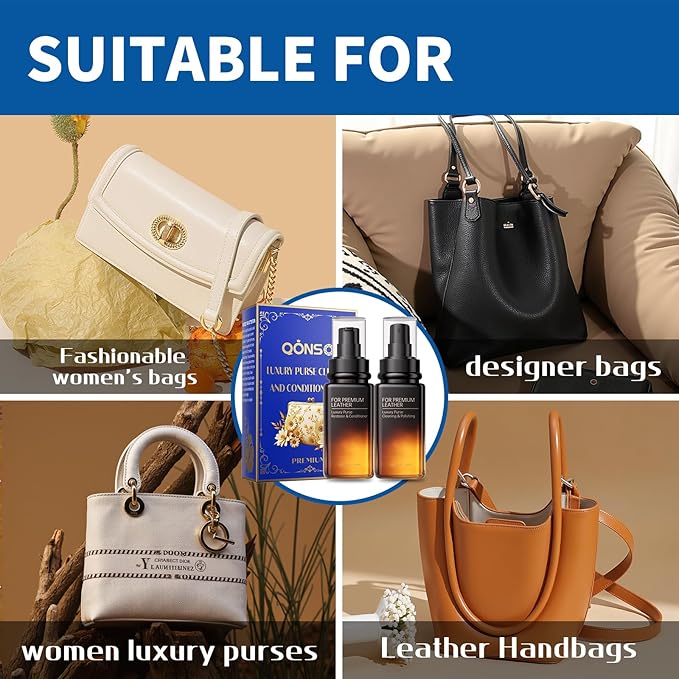 Leather Purse Cleaner and Care Conditioner for Women Luxury Purses,Designer Bags,Handbags,Leather Bag Purses,Specially Designed Compatible for Cleaning Leather Wallets for Vuitton, Chanel, Gucci