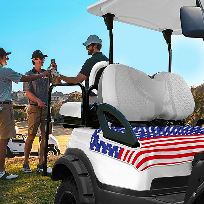 YOKYHOM American Flag Golf Cart Seat Covers for 2/4-Seater, Patriotic USA Seat Towel Blanket Keeps Seats Cool & Clean for Summer, Microfiber Fits EZGO, Club Car, Yamaha, 51"x31"