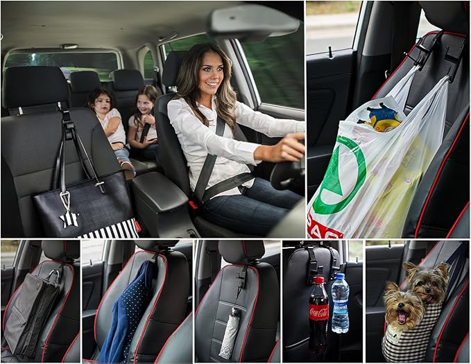 Magic Headrest Hooks for Car, Purse Hanger Headrest Hook Holder for Car Seat Organizer Behind Over the Seat Car Hooks-Hang Purse or Grocery Bags,Black,4Pack