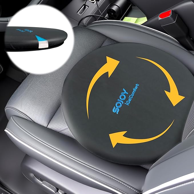Sojoy iGelComfort Deluxe Gel Swivel Seat Cushion with Supportive Memory Foam 360 Degrees Rotating Seat Cushion for Home,Stool Chair,Office，13.5 Inches in Diameter Black