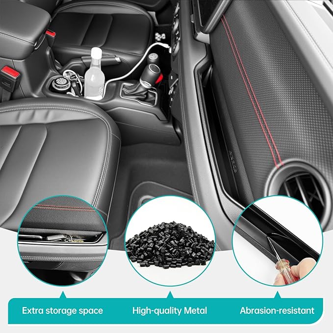 3PCS Center Console Organizer Combo Kit Compatible with 2024-2026 Jeep Wangler JL JLU 4xe Rubicon Sahara & Gladiator JT Accessories, Insert/Hanging Armrest Storage Box & Grab Bar Tray