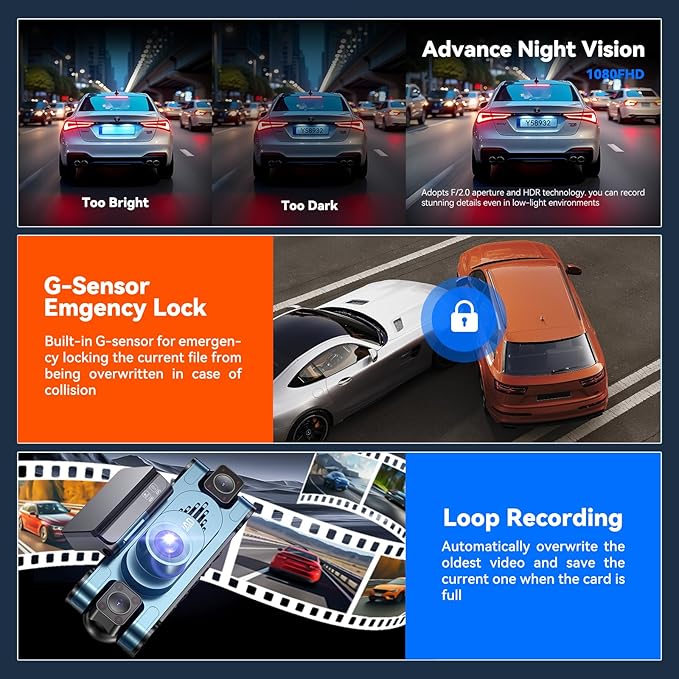 4K DashCam for Cars,4 Channel Car Dash Cam Front and Rear Inside with Voice Control,5G WiFi GPS, Night Vision, G Sensor, WDR, 24/7 Parking Mode Free 128G Card Loop Recording (Blue)