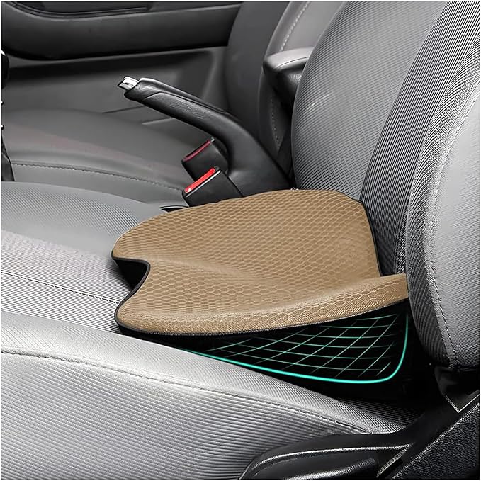 Car Seat Cushion for Ford Mustang 2000-2024, Four Seasons Universal Memory Foam Breathable Non Slip Auto Wedge Seat Pad Sciatica & Lower Back Pain Relief for Driving,Beige