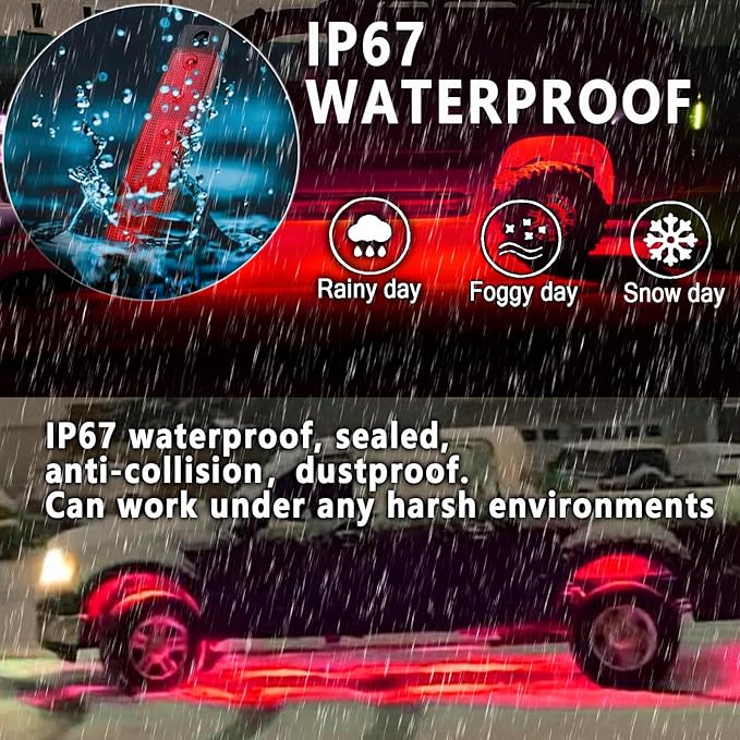 20 Pcs Rock Lights Red Strip Lights Wheel Fender Well Underglow Led Lights for Cars Exterior Side Marker for Truck Golf Cart Wrangler RV RV SUV Offroad