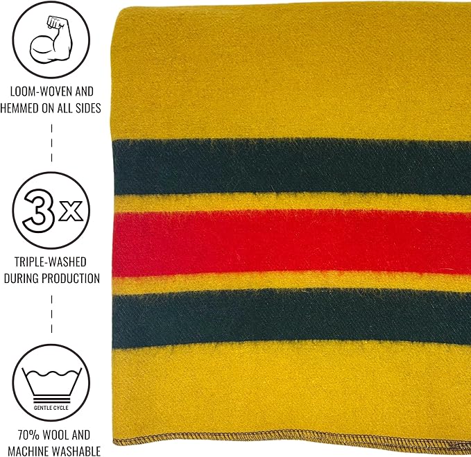 Arcturus Rainier Wool Blanket, Warm, Thick, Washable Wool Blanket for Home, Outdoors, Camping, Tailgates, Picnic, Hunting, Travel & Emergency Kits, Twin Size, 4.5 lb, North Cascades