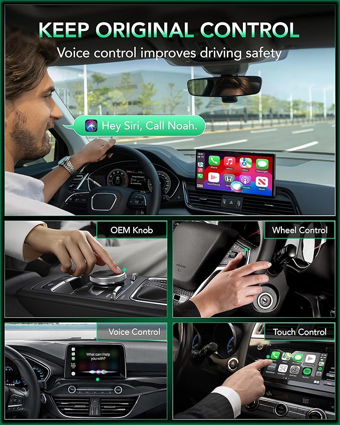Aceele 2-in-1 Wireless CarPlay & Android Auto Adapter, 2025 Upgrade Apple CarPlay Dongle Converts Wired to Wireless, Mini Size with USB to USB-C Adapter, Auto-Reconnect‌, Stable Control & No Delay