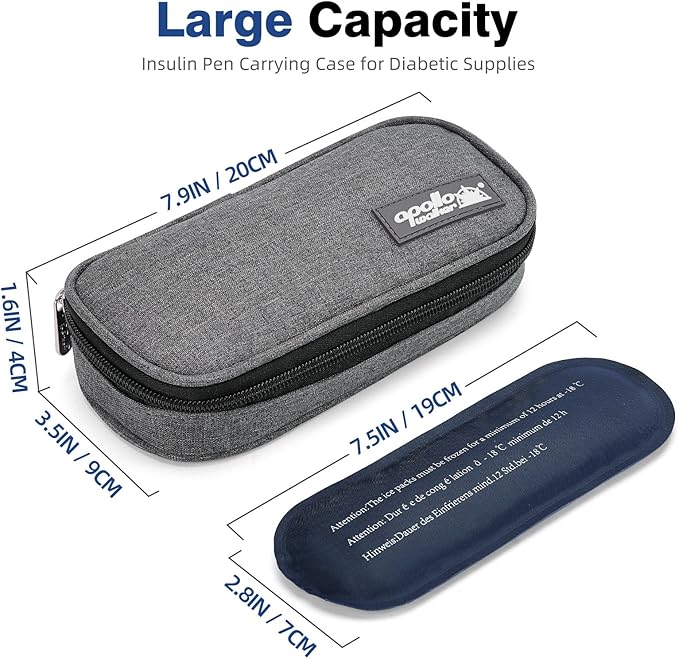 apollo walker Insulin Cooler Travel Case Diabetic Medication Cooler with Ice Packs and Insulation Liner insulin cooler travel case tsa approved