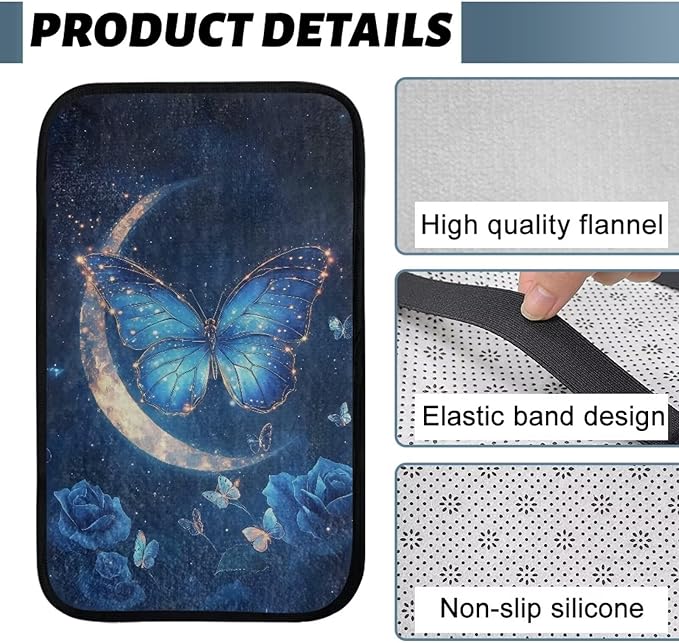 Butterfly Moon Auto Center Console Pad Soft Comfortable Arm Rest Cover Car Convenient Car Center Console Lid Cover Accessories Universal Fit Sedans,Cars,Vans,SUV,Truck