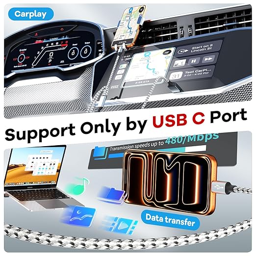 Travel Essentials 3in1 Multi Charging Cable for iPhone Watch Charger,USB A to Type C/IP/iWatch Charger, Charging Cords for Multiple Devices Compatible with iWatch Series&iPhone 16-12 5FT