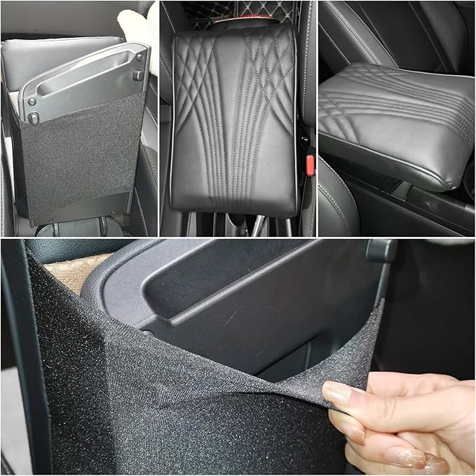 Center Console Heighten Cover Universal Leather Memory Foam Armrest Booster Pad Arm Rest Storage Box Protector for Cars, SUVs, Trucks Car Interior Accessories (Black)